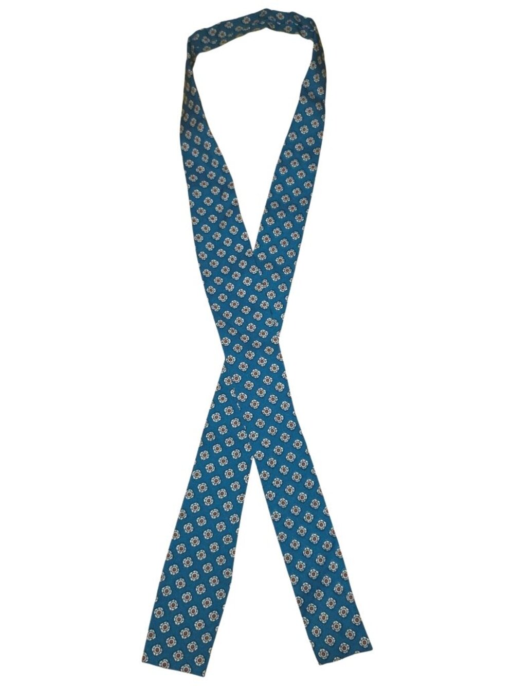 Vintage Neck Tie Scarf Head Wrap Head Band Blue Shapes Accessories Unisex Bowtie